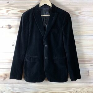 Uniqlo Mens Velvet Blazer Medium Sport Coat Jacket Slim Black Party Capsule
